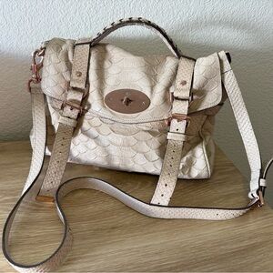 Mulberry Cream Textured Leather Satchel with Rose Gold Hardware